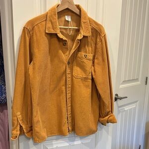 Mustard Corduroy Button-Up Shirt Jacket